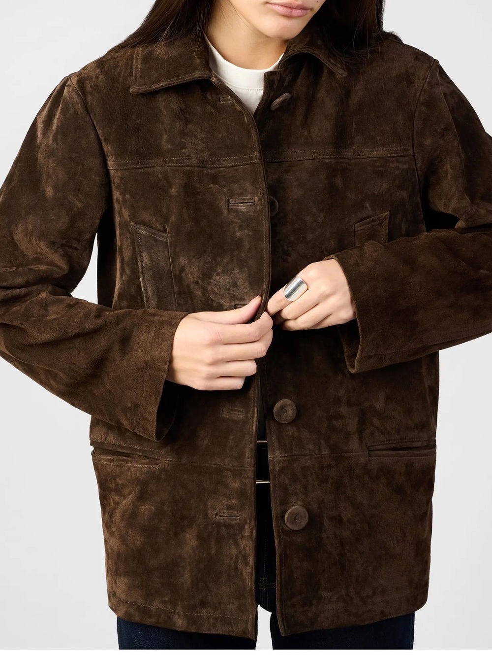 We Wore What Suze XS Premium Suede Button Front Jacket NWT - Picture 4 of 8